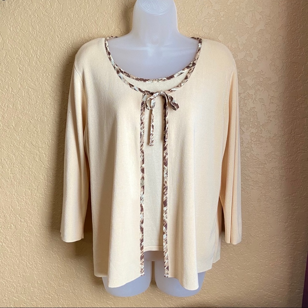 Villager A Liz Claiborne Co 1-Piece Sweater Beige Brown Sz Lrg - Picture 8 of 12
